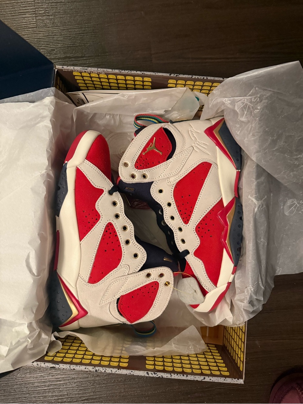 Jordan Retro 7 Trophy Room Sneakers - White / Red / Navy